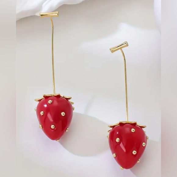 Jewelry - Elegant Red Strawberry Earrings drop Anthropologie